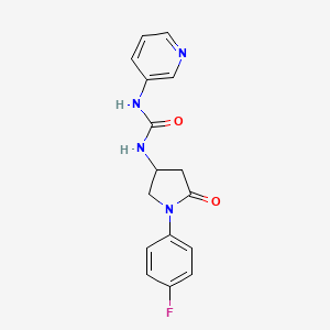 molecular formula C16H15FN4O2 B2564334 1-(1-(4-氟苯基)-5-氧代吡咯烷-3-基)-3-(吡啶-3-基)脲 CAS No. 894018-32-7