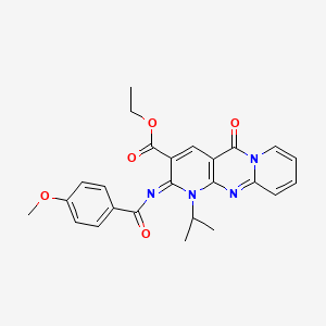 molecular formula C25H24N4O5 B2564335 (Z)-乙基 1-异丙基-2-((4-甲氧基苯甲酰)亚氨基)-5-氧代-2,5-二氢-1H-二吡啶并[1,2-a:2',3'-d]嘧啶-3-羧酸酯 CAS No. 534566-90-0