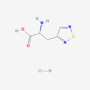 molecular formula C5H8ClN3O2S B2564341 (2R)-2-氨基-3-(1,2,5-噻二唑-3-基)丙酸；盐酸盐 CAS No. 2248188-63-6