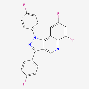 molecular formula C22H11F4N3 B2564344 6,8-difluoro-1,3-bis(4-fluorophenyl)-1H-pyrazolo[4,3-c]quinoline CAS No. 901021-41-8