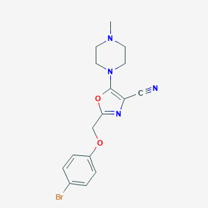molecular formula C16H17BrN4O2 B256435 2-[(4-Bromophenoxy)methyl]-5-(4-methylpiperazin-1-yl)-1,3-oxazole-4-carbonitrile 