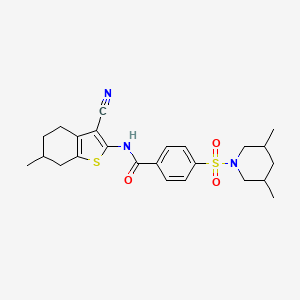 molecular formula C24H29N3O3S2 B2564354 N-(3-cyano-6-methyl-4,5,6,7-tetrahydrobenzo[b]thiophen-2-yl)-4-((3,5-dimethylpiperidin-1-yl)sulfonyl)benzamide CAS No. 474621-44-8