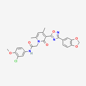 2-(3-(3-(benzo[d][1,3]dioxol-5-yl)-1,2,4-oxadiazol-5-yl)-4,6-dimethyl-2-oxopyridin-1(2H)-yl)-N-(3-chloro-4-methoxyphenyl)acetamide