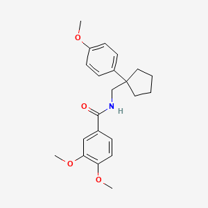 molecular formula C22H27NO4 B2564364 3,4-二甲氧基-N-((1-(4-甲氧基苯基)环戊基)甲基)苯甲酰胺 CAS No. 1091396-68-7