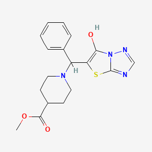 molecular formula C18H20N4O3S B2564371 1-((6-羟基噻唑并[3,2-b][1,2,4]三唑-5-基)(苯基)甲基)哌啶-4-羧酸甲酯 CAS No. 868219-21-0