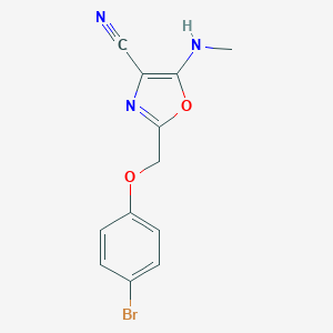 molecular formula C12H10BrN3O2 B256438 2-[(4-Bromophenoxy)methyl]-5-(methylamino)-1,3-oxazole-4-carbonitrile 