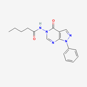molecular formula C16H17N5O2 B2564389 N-(4-oxo-1-phenyl-1H-pyrazolo[3,4-d]pyrimidin-5(4H)-yl)pentanamide CAS No. 899752-17-1