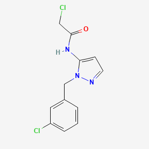 molecular formula C12H11Cl2N3O B2564391 2-chloro-N-{1-[(3-chlorophenyl)methyl]-1H-pyrazol-5-yl}acetamide CAS No. 956769-12-3