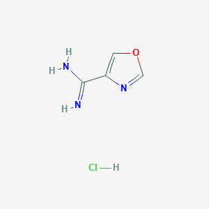 molecular formula C4H6ClN3O B2564402 1,3-Oxazole-4-carboximidamide;hydrochloride CAS No. 1375183-28-0