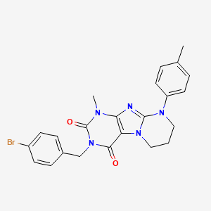 molecular formula C23H22BrN5O2 B2564412 3-[(4-bromophenyl)methyl]-1-methyl-9-(4-methylphenyl)-7,8-dihydro-6H-purino[7,8-a]pyrimidine-2,4-dione CAS No. 868143-60-6