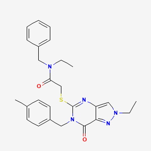 molecular formula C26H29N5O2S B2564419 N-苄基-N-乙基-2-((2-乙基-6-(4-甲基苄基)-7-氧代-6,7-二氢-2H-吡唑并[4,3-d]嘧啶-5-基)硫代)乙酰胺 CAS No. 894920-76-4