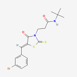 3-[(5Z)-5-[(3-bromophenyl)methylidene]-4-oxo-2-sulfanylidene-1,3-thiazolidin-3-yl]-N-tert-butylpropanamide