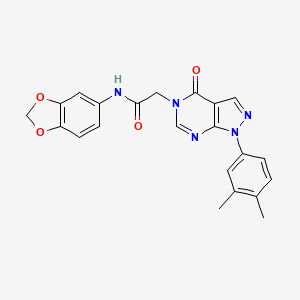 molecular formula C22H19N5O4 B2564422 N-(苯并[d][1,3]二氧杂环戊-5-基)-2-(1-(3,4-二甲苯基)-4-氧代-1H-吡唑并[3,4-d]嘧啶-5(4H)-基)乙酰胺 CAS No. 841211-87-8