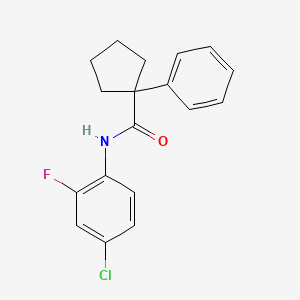 molecular formula C18H17ClFNO B2564428 N-(4-氯-2-氟苯基)-1-苯基环戊烷-1-甲酰胺 CAS No. 1023531-97-6