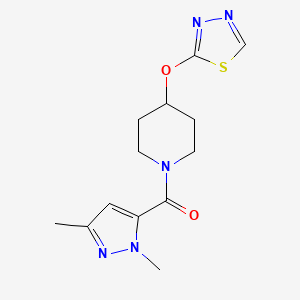 molecular formula C13H17N5O2S B2564433 (4-((1,3,4-噻二唑-2-基)氧基)哌啶-1-基)(1,3-二甲基-1H-吡唑-5-基)甲酮 CAS No. 2194846-57-4