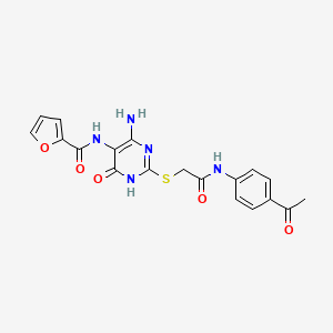 molecular formula C19H17N5O5S B2564437 N-(2-((2-((4-乙酰苯基)氨基)-2-氧代乙基)硫代)-4-氨基-6-氧代-1,6-二氢嘧啶-5-基)呋喃-2-甲酰胺 CAS No. 888423-68-5