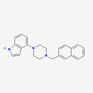 molecular formula C23H23N3 B2564438 4-[4-(naphthalen-2-ylmethyl)piperazin-1-yl]-1H-indole CAS No. 334974-45-7