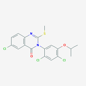 molecular formula C18H15Cl3N2O2S B2564440 6-chloro-3-(2,4-dichloro-5-isopropoxyphenyl)-2-(methylsulfanyl)-4(3H)-quinazolinone CAS No. 339099-29-5