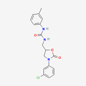 molecular formula C18H18ClN3O3 B2564442 1-((3-(3-Chlorophenyl)-2-oxooxazolidin-5-yl)methyl)-3-(m-tolyl)urea CAS No. 954710-44-2