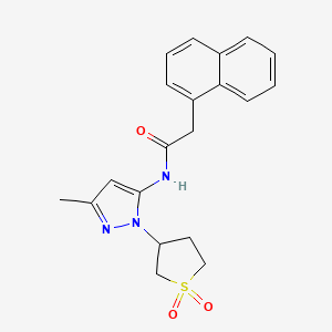 molecular formula C20H21N3O3S B2564446 N-(1-(1,1-dioxidotetrahydrothiophen-3-yl)-3-methyl-1H-pyrazol-5-yl)-2-(naphthalen-1-yl)acetamide CAS No. 1172758-25-6