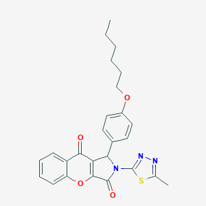 molecular formula C26H25N3O4S B256445 1-[4-(Hexyloxy)phenyl]-2-(5-methyl-1,3,4-thiadiazol-2-yl)-1,2-dihydrochromeno[2,3-c]pyrrole-3,9-dione 