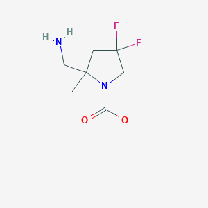 molecular formula C11H20F2N2O2 B2564453 Tert-butyl 2-(aminomethyl)-4,4-difluoro-2-methylpyrrolidine-1-carboxylate CAS No. 2260936-72-7