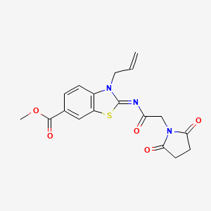 molecular formula C18H17N3O5S B2564458 (Z)-methyl 3-allyl-2-((2-(2,5-dioxopyrrolidin-1-yl)acetyl)imino)-2,3-dihydrobenzo[d]thiazole-6-carboxylate CAS No. 865174-97-6