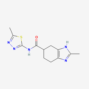 molecular formula C12H15N5OS B2564468 2-methyl-N-(5-methyl-1,3,4-thiadiazol-2-yl)-4,5,6,7-tetrahydro-1H-benzo[d]imidazole-5-carboxamide CAS No. 2034280-16-3