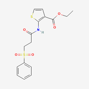 molecular formula C16H17NO5S2 B2564475 Ethyl 2-(3-(phenylsulfonyl)propanamido)thiophene-3-carboxylate CAS No. 892842-28-3