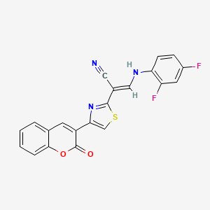 molecular formula C21H11F2N3O2S B2564481 (E)-3-((2,4-difluorophenyl)amino)-2-(4-(2-oxo-2H-chromen-3-yl)thiazol-2-yl)acrylonitrile CAS No. 477297-29-3