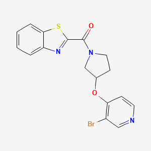 molecular formula C17H14BrN3O2S B2564482 1,3-Benzothiazol-2-yl-[3-(3-bromopyridin-4-yl)oxypyrrolidin-1-yl]methanone CAS No. 2380190-43-0