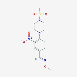 molecular formula C13H18N4O5S B2564485 (E)-{[4-(4-メチルスルホニルピペラジン-1-イル)-3-ニトロフェニル]メチリデン}(メトキシ)アミン CAS No. 860650-10-8