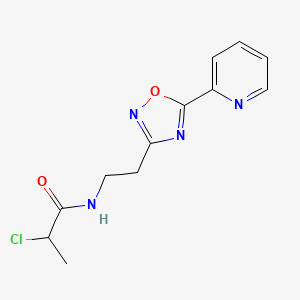 molecular formula C12H13ClN4O2 B2564489 2-Chloro-N-[2-(5-pyridin-2-yl-1,2,4-oxadiazol-3-yl)ethyl]propanamide CAS No. 2411238-67-8