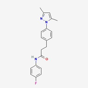 molecular formula C20H20FN3O B2564490 3-(4-(3,5-dimethyl-1H-pyrazol-1-yl)phenyl)-N-(4-fluorophenyl)propanamide CAS No. 2034592-69-1