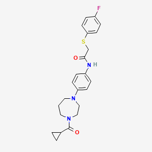 N-(4-(4-(cyclopropanecarbonyl)-1,4-diazepan-1-yl)phenyl)-2-((4-fluorophenyl)thio)acetamide