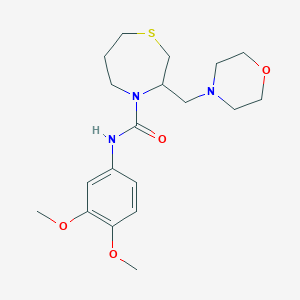 molecular formula C19H29N3O4S B2564510 N-(3,4-二甲氧基苯基)-3-(吗啉甲基)-1,4-噻氮杂环戊烷-4-甲酰胺 CAS No. 1421509-54-7