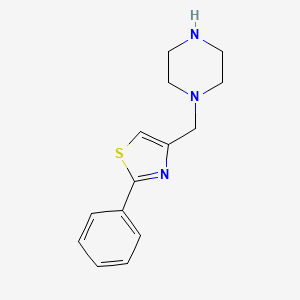 molecular formula C14H17N3S B2564525 1-[(2-Phenyl-1,3-thiazol-4-yl)methyl]piperazine CAS No. 923791-52-0