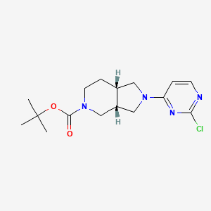 molecular formula C16H23ClN4O2 B2564538 Tert-butyl (3aR,7aS)-2-(2-chloropyrimidin-4-yl)-3,3a,4,6,7,7a-hexahydro-1H-pyrrolo[3,4-c]pyridine-5-carboxylate CAS No. 2377004-33-4