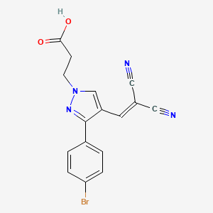 molecular formula C16H11BrN4O2 B2564542 3-[3-(4-bromophenyl)-4-(2,2-dicyanoethenyl)pyrazol-1-yl]propanoic Acid CAS No. 882223-62-3