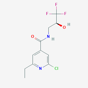 molecular formula C11H12ClF3N2O2 B2564544 2-Chloro-6-ethyl-N-[(2S)-3,3,3-trifluoro-2-hydroxypropyl]pyridine-4-carboxamide CAS No. 2223091-28-7