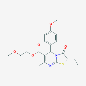 molecular formula C20H24N2O5S B256455 2-methoxyethyl 2-ethyl-5-(4-methoxyphenyl)-7-methyl-3-oxo-2,3-dihydro-5H-[1,3]thiazolo[3,2-a]pyrimidine-6-carboxylate 