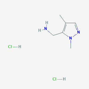 molecular formula C6H13Cl2N3 B2564569 (2,4-Dimethylpyrazol-3-yl)methanamine;dihydrochloride CAS No. 2490431-89-3