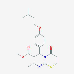 molecular formula C21H26N2O4S B256457 methyl 8-methyl-6-[4-(3-methylbutoxy)phenyl]-4-oxo-3,4-dihydro-2H,6H-pyrimido[2,1-b][1,3]thiazine-7-carboxylate 