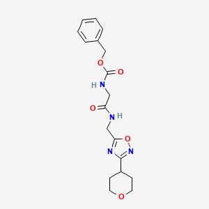 benzyl (2-oxo-2-(((3-(tetrahydro-2H-pyran-4-yl)-1,2,4-oxadiazol-5-yl)methyl)amino)ethyl)carbamate