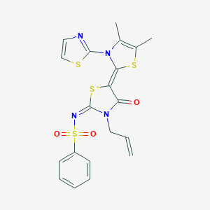 molecular formula C20H18N4O3S4 B256461 N-[3-allyl-5-(4',5'-dimethyl-2,3'-bi-1,3-thiazol-2'-ylidene)-4-oxo-1,3-thiazolidin-2-ylidene]benzenesulfonamide 