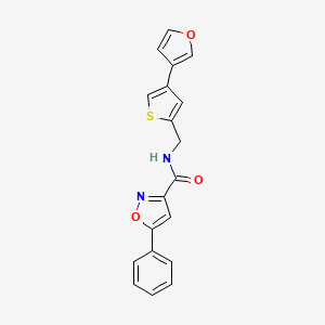 molecular formula C19H14N2O3S B2564618 N-{[4-(furan-3-yl)thiophen-2-yl]methyl}-5-phenyl-1,2-oxazole-3-carboxamide CAS No. 2380040-23-1