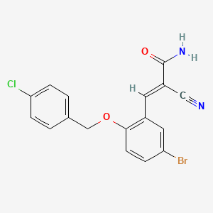 molecular formula C17H12BrClN2O2 B2564621 (E)-3-[5-bromo-2-[(4-clorofenil)metoxi]fenil]-2-cianoprop-2-enamida CAS No. 444593-16-2