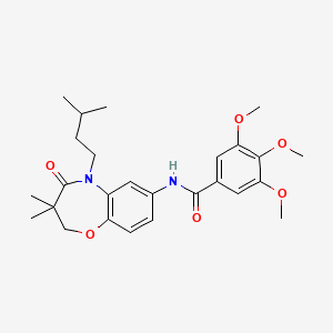 molecular formula C26H34N2O6 B2564639 N-(5-isopentyl-3,3-dimethyl-4-oxo-2,3,4,5-tetrahydrobenzo[b][1,4]oxazepin-7-yl)-3,4,5-trimethoxybenzamide CAS No. 921524-11-0