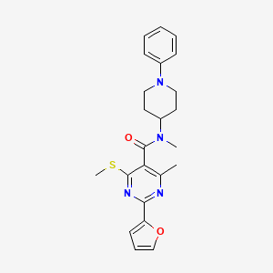 molecular formula C23H26N4O2S B2564642 2-(furan-2-yl)-N,4-dimethyl-6-(methylsulfanyl)-N-(1-phenylpiperidin-4-yl)pyrimidine-5-carboxamide CAS No. 2094368-34-8