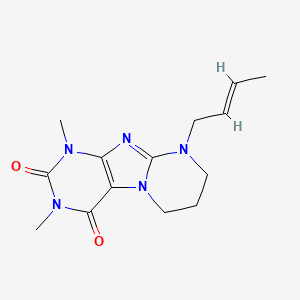 molecular formula C14H19N5O2 B2564652 (E)-9-(but-2-en-1-yl)-1,3-dimethyl-6,7,8,9-tetrahydropyrimido[2,1-f]purine-2,4(1H,3H)-dione CAS No. 1021124-32-2